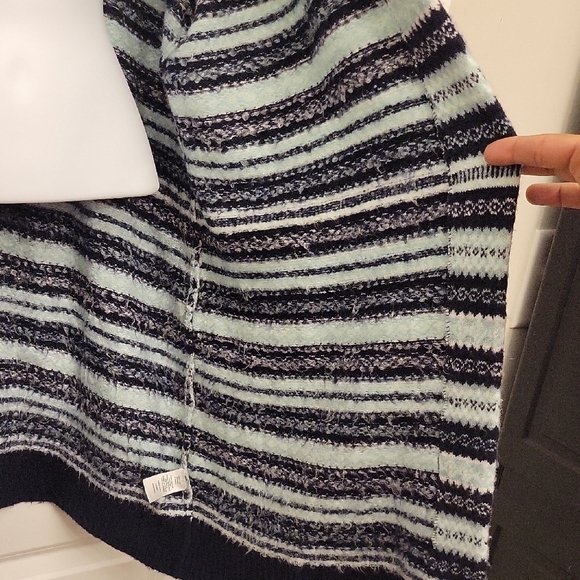 Talbots Plus Cardigan Open Front Stretch Navy Mint Teal White Fair Isle Print - Picture 9 of 12